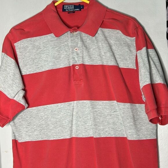 Vintage Polo by Ralph Lauren, blue label, striped polo shirt, size large - Picture 8 of 14